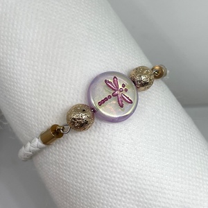 Crystal Dragonfly - Szitakötős bőr karkötő - ékszer - karkötő - karkötő medállal - Meska.hu