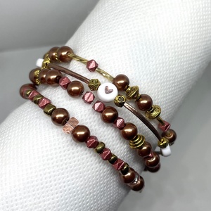 Chic Bronze - Négy soros gyöngy karkötő - ékszer - karkötő - gyöngyös karkötő - Meska.hu