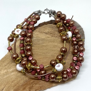 Chic Bronze - Négy soros gyöngy karkötő - Meska.hu