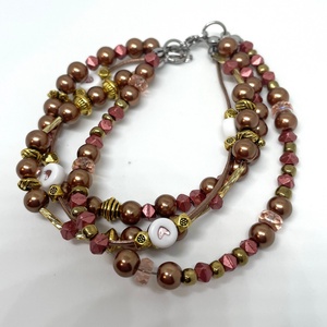 Chic Bronze - Négy soros gyöngy karkötő - ékszer - karkötő - gyöngyös karkötő - Meska.hu