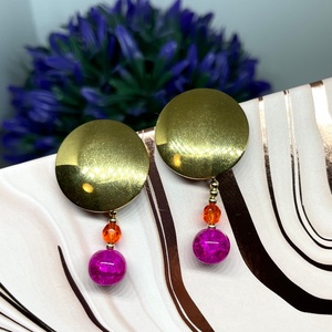 Daring Colors - Bedugós nemesacél és üveggyöngy fülbevaló, Ékszer, Fülbevaló, Lógós kerek fülbevaló, Ékszerkészítés, MESKA