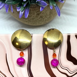 Daring Colors - Bedugós nemesacél és üveggyöngy fülbevaló - ékszer - fülbevaló - lógós kerek fülbevaló - Meska.hu