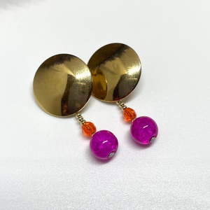 Daring Colors - Bedugós nemesacél és üveggyöngy fülbevaló - ékszer - fülbevaló - lógós kerek fülbevaló - Meska.hu