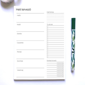 Egyszerű heti tervező jegyzettömb, Otthon & Életmód, Papír, írószer, Naptár & Tervező, Fotó, grafika, rajz, illusztráció, Papírművészet, MESKA