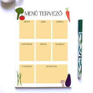Heti menü tervező jegyzettömb, Otthon & Életmód, Papír, írószer, Naptár & Tervező, Fotó, grafika, rajz, illusztráció, Papírművészet, MESKA