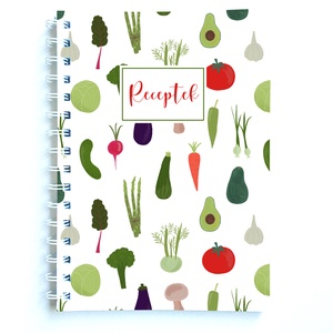 Zöldség mintás receptfüzet, receptes spirálfüzet - otthon & életmód - konyhafelszerelés, tálalás - sütés, főzés - receptfüzet - Meska.hu