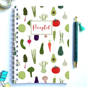 Zöldség mintás receptfüzet, receptes spirálfüzet - otthon & életmód - konyhafelszerelés, tálalás - sütés, főzés - receptfüzet - Meska.hu