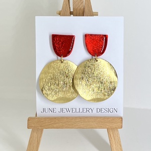 Mirabella metál piros fülbevaló, Ékszer, Fülbevaló, Lógó fülbevaló, Gyurma, Ékszerkészítés, MESKA