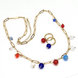 Kék piros ékszer szett - ékszer - ékszerszett - Meska.hu