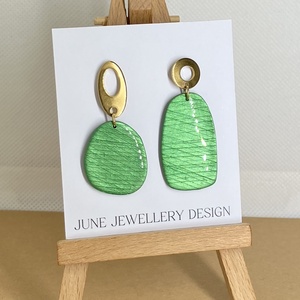 Zara zöld fülbevaló, Ékszer, Fülbevaló, Lógó fülbevaló, Gyurma, Ékszerkészítés, MESKA