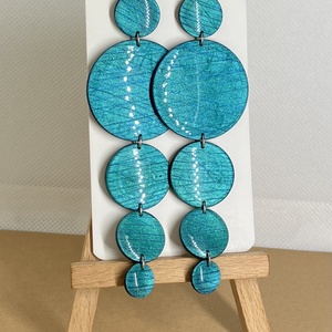 Bella petrol fényes nagy fülbevaló, Ékszer, Fülbevaló, Lógó fülbevaló, Gyurma, Ékszerkészítés, MESKA