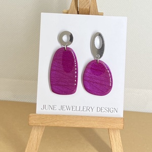 Zara padlizsán fülbevaló, Ékszer, Fülbevaló, Lógó fülbevaló, Gyurma, Ékszerkészítés, MESKA