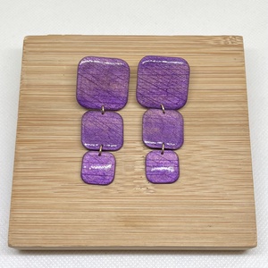 Norah padlizsán fülbevaló, Ékszer, Fülbevaló, Lógó fülbevaló, Gyurma, Ékszerkészítés, MESKA