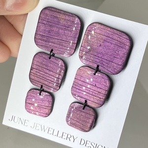 Norah lilás fülbevaló, Ékszer, Fülbevaló, Lógó fülbevaló, Gyurma, Ékszerkészítés, MESKA