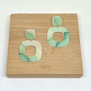 Sarah márványos fülbevaló, Ékszer, Fülbevaló, Lógó fülbevaló, Gyurma, Ékszerkészítés, MESKA