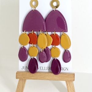 Party kollekció , Ékszer, Fülbevaló, Lógó fülbevaló, Gyurma, Ékszerkészítés, MESKA