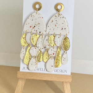 Party kollekció arany bézs - ékszer - fülbevaló - lógó fülbevaló - Meska.hu