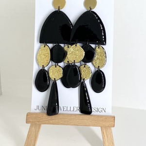 Party kollekció fekete - ékszer - fülbevaló - lógó fülbevaló - Meska.hu