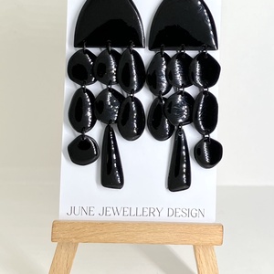 Party kollekció fekete - ékszer - fülbevaló - lógó fülbevaló - Meska.hu