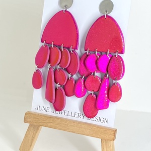 Party kollekció pink metál - ékszer - fülbevaló - lógó fülbevaló - Meska.hu