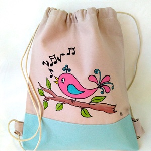 Kézzel festett  kismadaras  gyerek hátizsák - Meska.hu