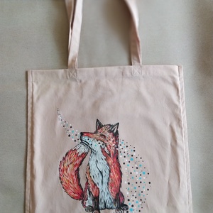 Kézzel festett  rókás  bevásárlótáska - táska & tok - bevásárlás & shopper táska - shopper, textiltáska, szatyor - Meska.hu