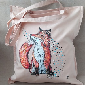 Kézzel festett  rókás  bevásárlótáska - Meska.hu