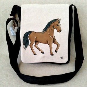 Kézzel festett  Lovas  mintás tarisznya - Meska.hu