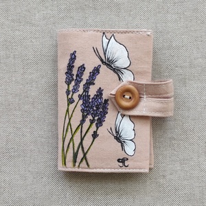 Kézzel festett  levendulás-pillangós irattartó - Meska.hu