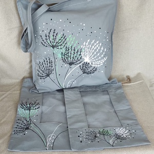 Öko szett Pitypang  mintával - táska & tok - bevásárlás & shopper táska - zöldség/gyümölcs zsák - Meska.hu