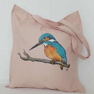  Kézzel festett bevásárló táska jégmadár  mintával - Meska.hu