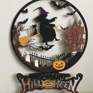 Halloween boszorkányos ajtódísz - Meska.hu