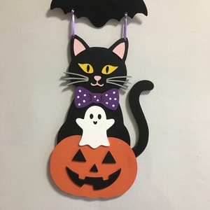 Cicás Halloween ajtódísz, Otthon & Életmód, Dekoráció, Halloween, Halloweeni ajtódíszek és ablakdíszek, Famegmunkálás, Festett tárgyak, MESKA