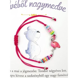 Gyönyörű flamingó medálos gyerek zsinór karkötő - ékszer - karkötő - karkötő medállal - Meska.hu