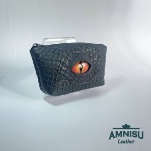 Sötétzöld krokkómintás egy cipzáras kulcstartó sárkány szemmel F7006, Táska & Tok, Kulcstartó & Táskadísz, Kulcstartó, , MESKA