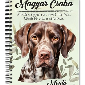 Személyre szabható - Német rövidszőrű vizsla portré mintás A6-os füzet, Otthon & Életmód, Papír, írószer, Jegyzetfüzet & Napló, , MESKA