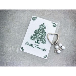 Boldog Karácsonyt kulcstartó tejkvarccal - Meska.hu