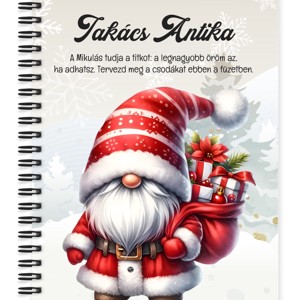 Személyre szabható - Puttonyos karácsonyi manó mintás A6-os füzet, Otthon & Életmód, Papír, írószer, Jegyzetfüzet & Napló, , MESKA