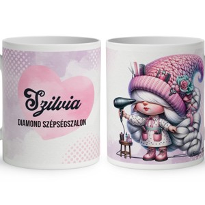 Névvel kérhető - Fodrász manólány hajszárítóval mintás bögre, Otthon & Életmód, Konyhafelszerelés, tálalás, Tálalás, Bögre & Csésze, , MESKA