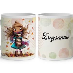 Névvel kérhető - Cuki őszi Könyvmoly lány mintás bögre - Meska.hu