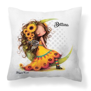 Névvel kérhető - Lazulós Napraforgós tündérlány mintás párna, Otthon & Életmód, Lakástextil, Párna & Párnahuzat, Díszpárna (belsővel együtt), , MESKA