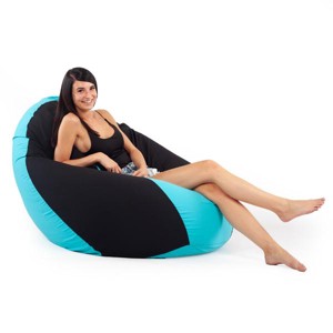 Fekete - Türkiz Bicolor XXL Babzsákfotel, , , MESKA