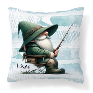 Névvel kérhető - Türelmes horgász manó mintás párna, Otthon & Életmód, Lakástextil, Párna & Párnahuzat, Díszpárna (belsővel együtt), , MESKA