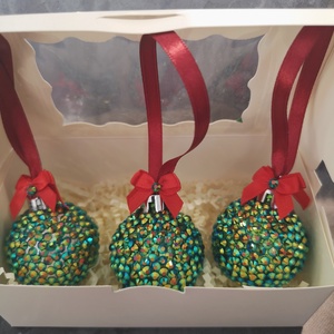 Zöldstrasszköves kő - karácsony - karácsonyi lakásdekoráció - karácsonyfadíszek - Meska.hu