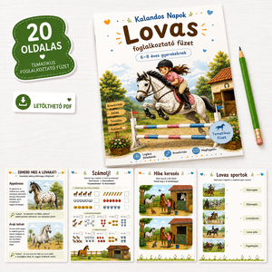 Kalandos Napok � Haladó Lovas Füzet-20 oldalas nyomtatható foglalkoztató füzet - Digitális PDF - 6�8 éves gyerekeknek - Meska.hu
