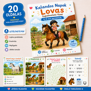 Kalandos Napok � Kezdő Lovas Füzet-20 oldalas nyomtatható foglalkoztató füzet - Digitális PDF - 4�7 éves gyerekeknek - Meska.hu