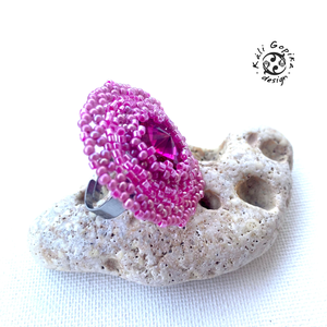 Különleges pink gyöngy Swarovski gyűrű  - ékszer - gyűrű - gyöngyös gyűrű - Meska.hu