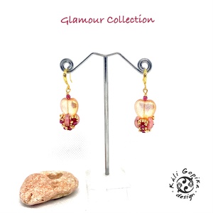 Arany bordó gyöngyös logó szív fülbevaló  - ékszer - fülbevaló - lógó fülbevaló - Meska.hu