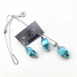 Türkiz szívecskés ékszerszett  - ékszer - ékszerszett - Meska.hu