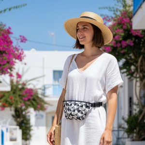 Egyedi mozaik mintás övtáska belt bag � fekete fehér, kézműves ajándék - táska & tok - övtáska - Meska.hu